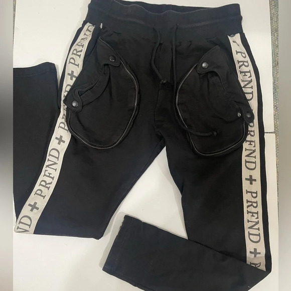 Profound Aesthetic Mens jogging PRFND Tape Track Sweatpants Black small - Picture 1 of 13